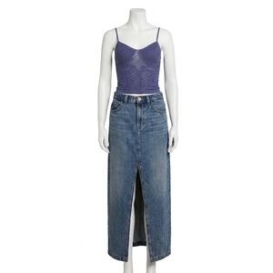 NEW FREE PEOPLE nothing better denim maxi skirt in blue